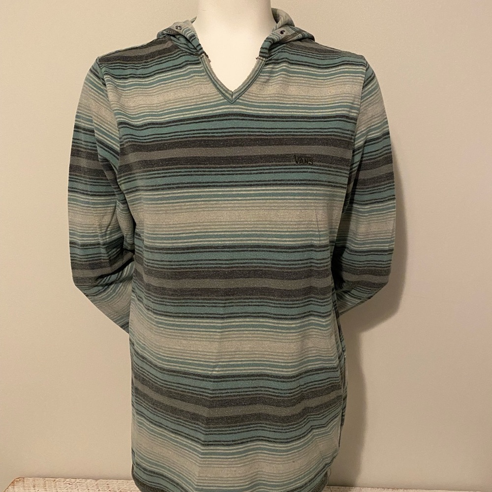 Vans Classic Pullover Hoodie Blue Striped Size Small Unisex
